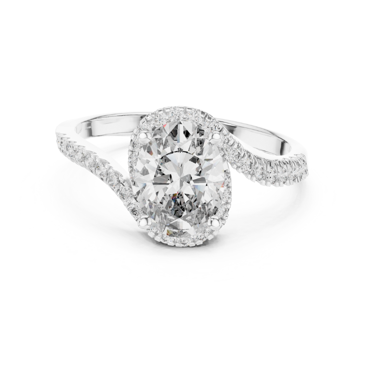 Twisted Halo Oval-Cut Diamond Ring