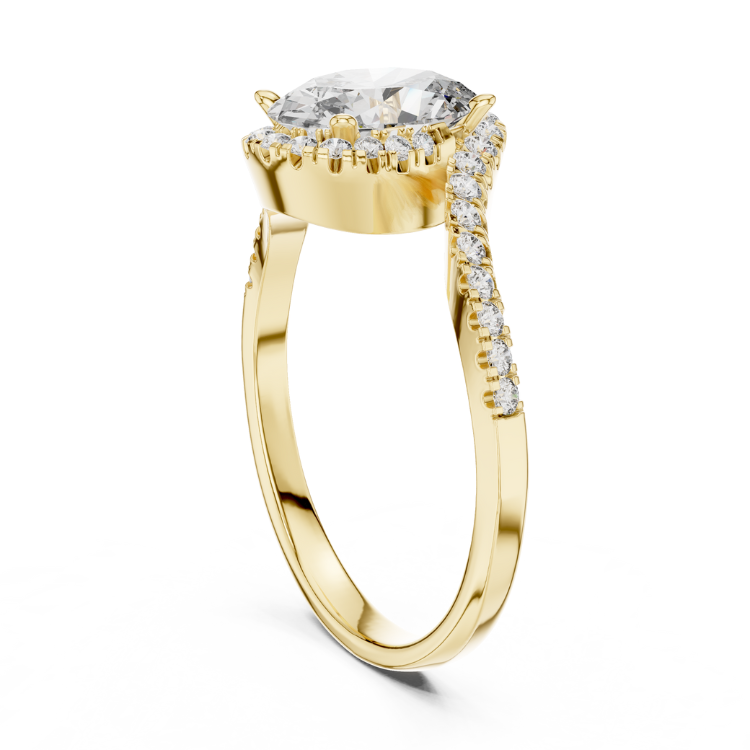 Twisted Halo Oval-Cut Diamond Ring
