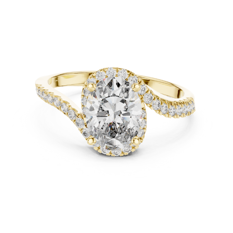 Twisted Halo Oval-Cut Diamond Ring