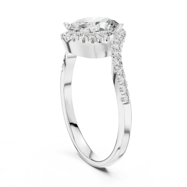 Twisted Halo Oval-Cut Diamond Ring