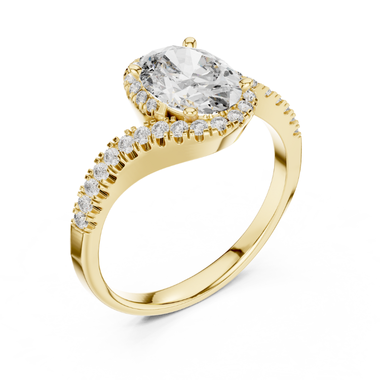 Twisted Halo Oval-Cut Diamond Ring