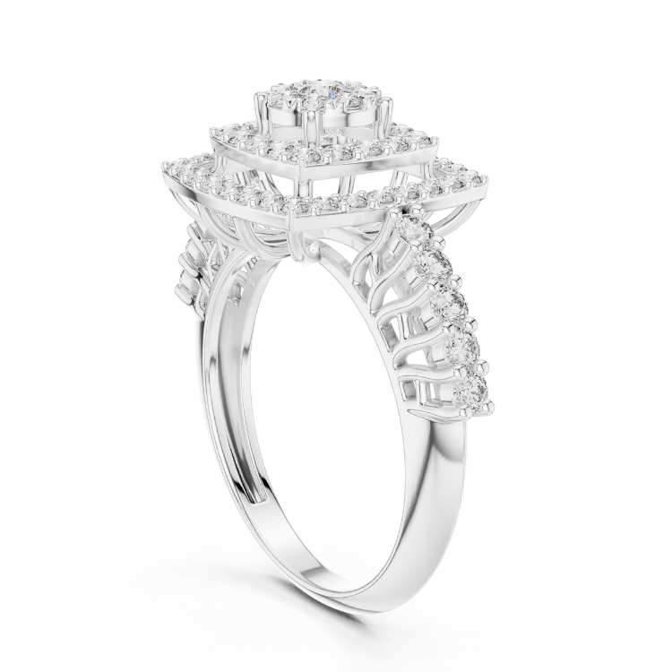 Regal Square Halo Diamond Ring