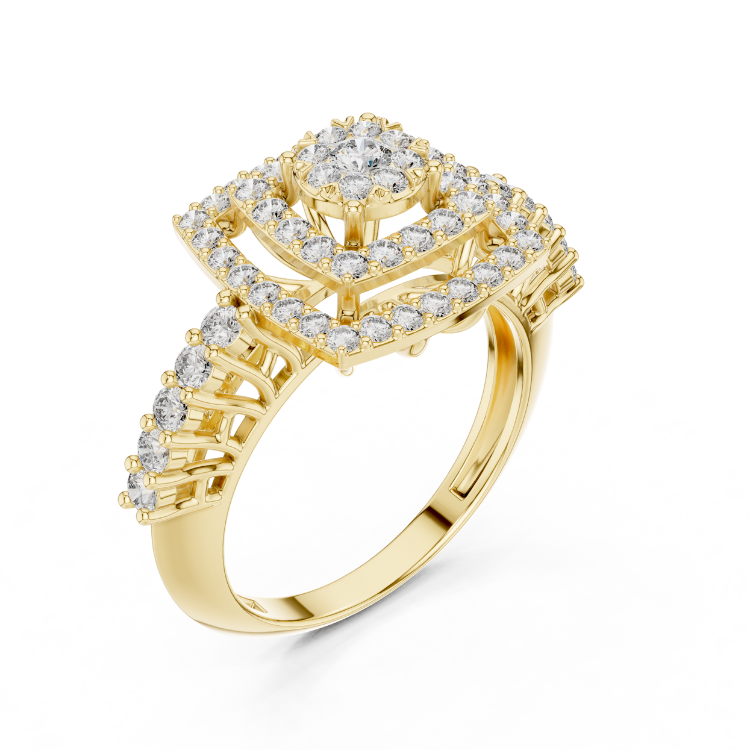 Regal Square Halo Diamond Ring