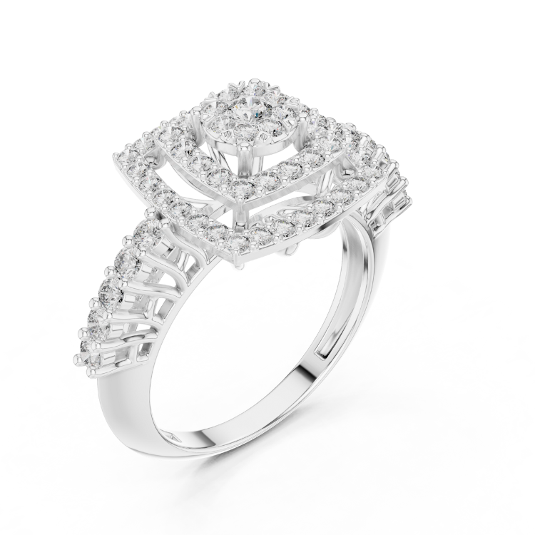 Regal Square Halo Diamond Ring
