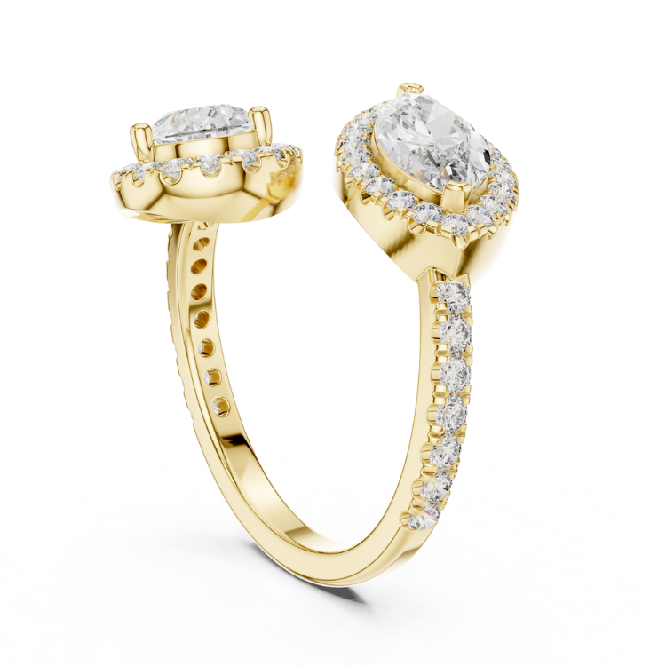 Double Pear & Marquise Halo Open Diamond Ring