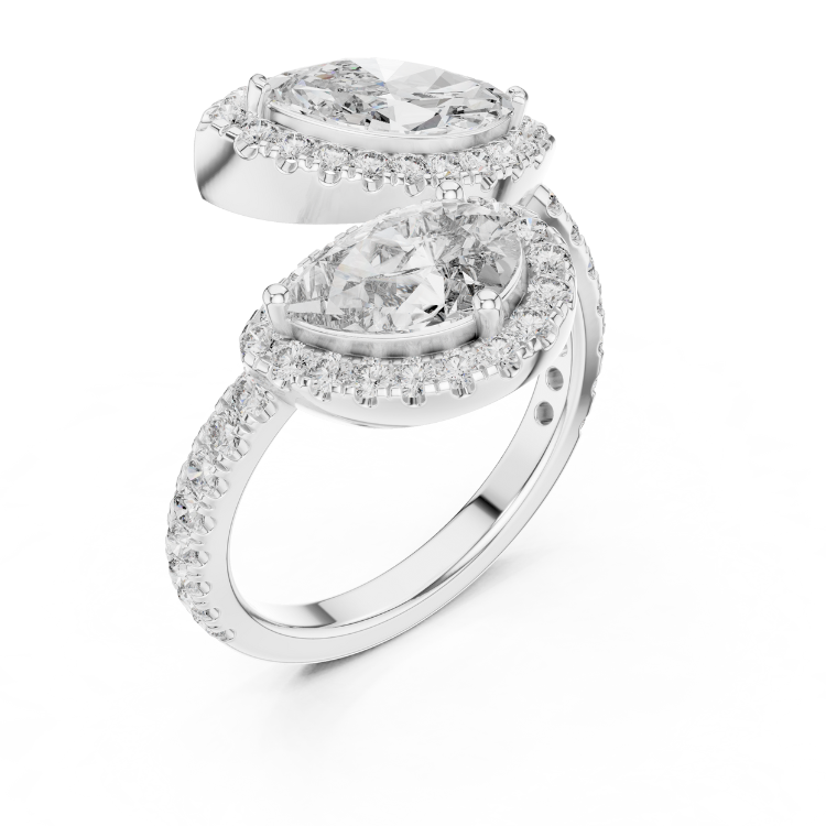 Double Pear & Marquise Halo Open Diamond Ring
