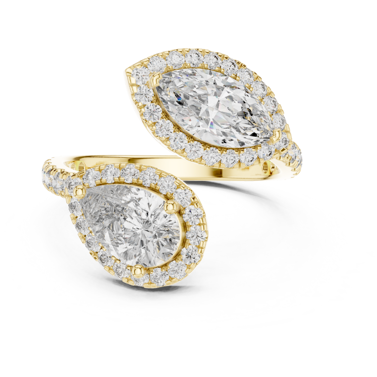 Double Pear & Marquise Halo Open Diamond Ring