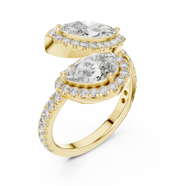 Double Pear & Marquise Halo Open Diamond Ring
