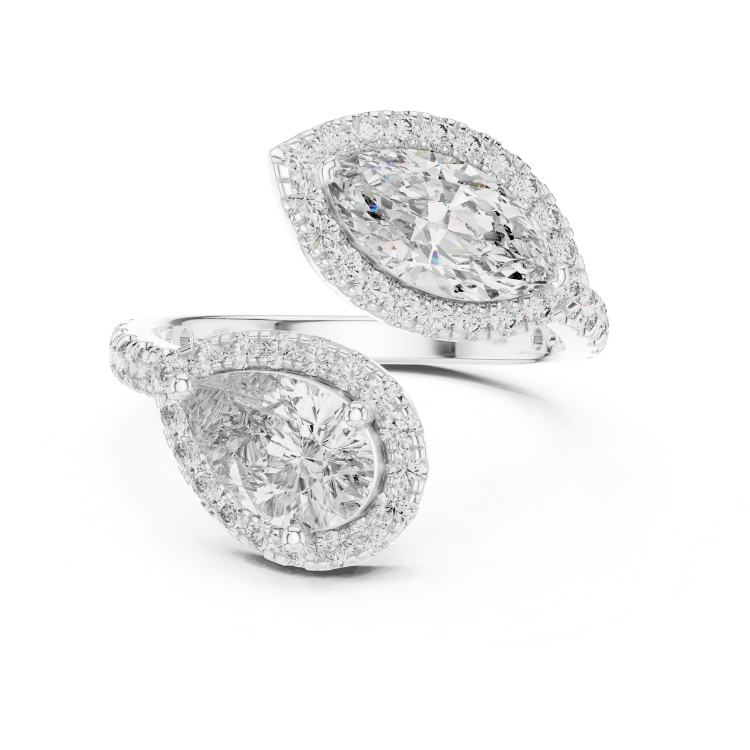 Double Pear & Marquise Halo Open Diamond Ring