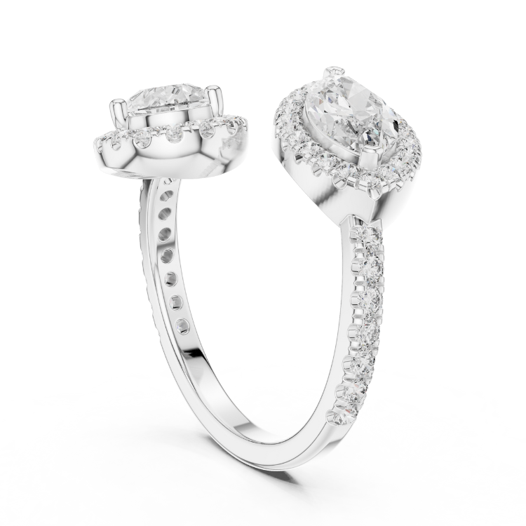 Double Pear & Marquise Halo Open Diamond Ring