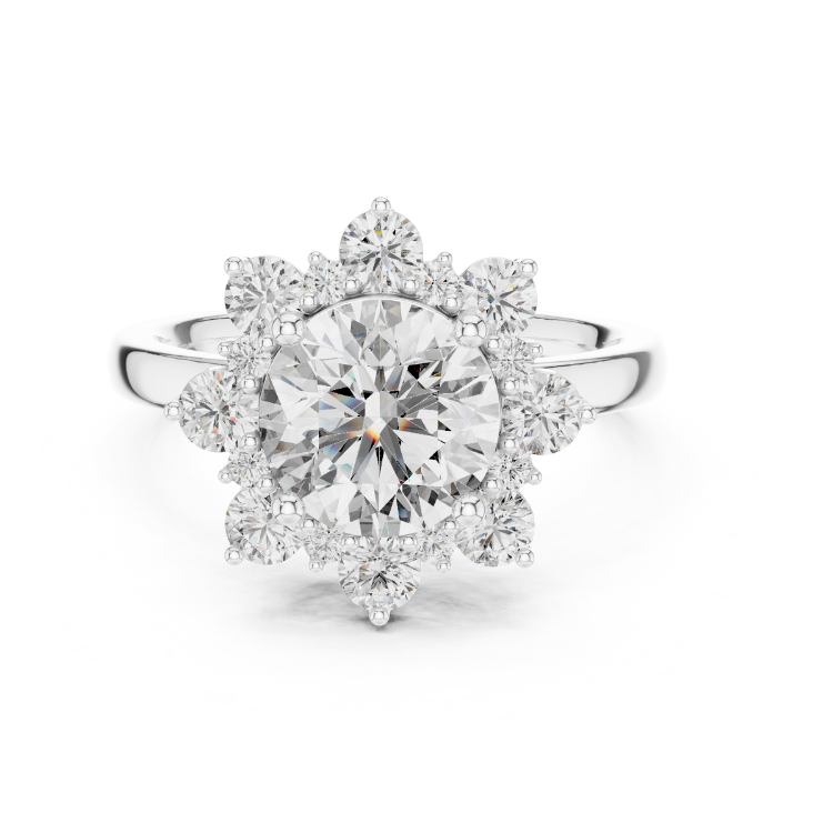 Celestial Bloom Round-Cut Halo Ring