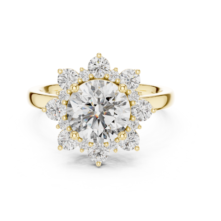 Celestial Bloom Round-Cut Halo Ring