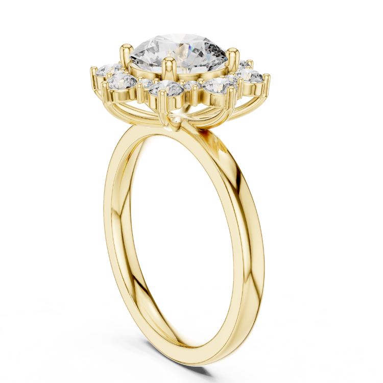 Celestial Bloom Round-Cut Halo Ring