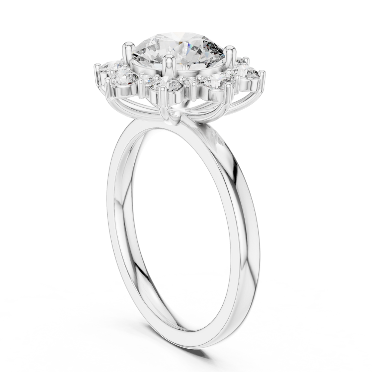 Celestial Bloom Round-Cut Halo Ring