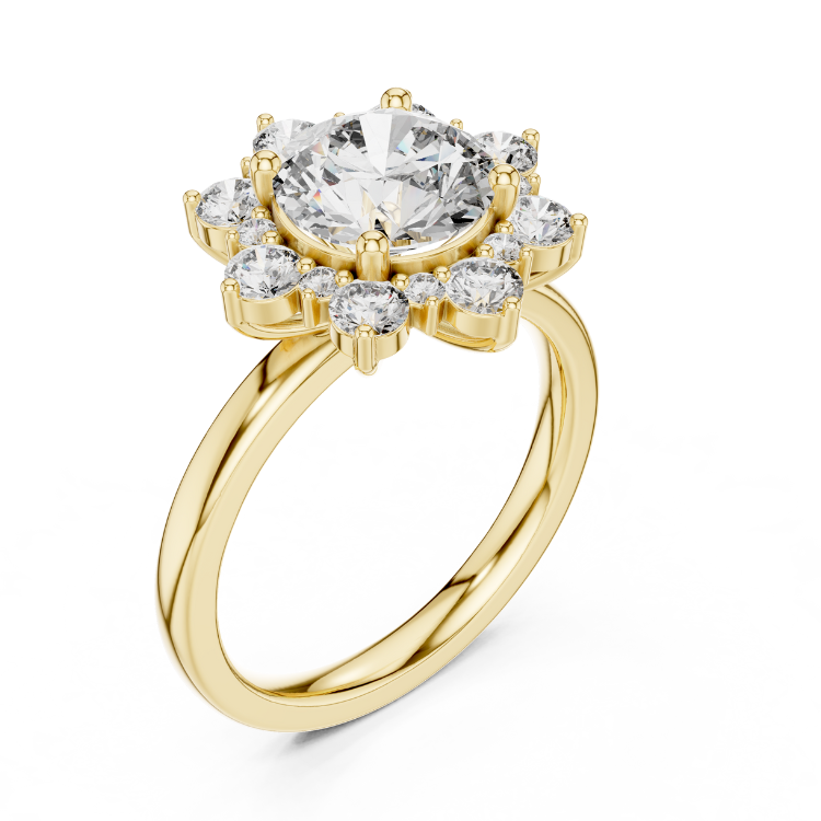 Celestial Bloom Round-Cut Halo Ring