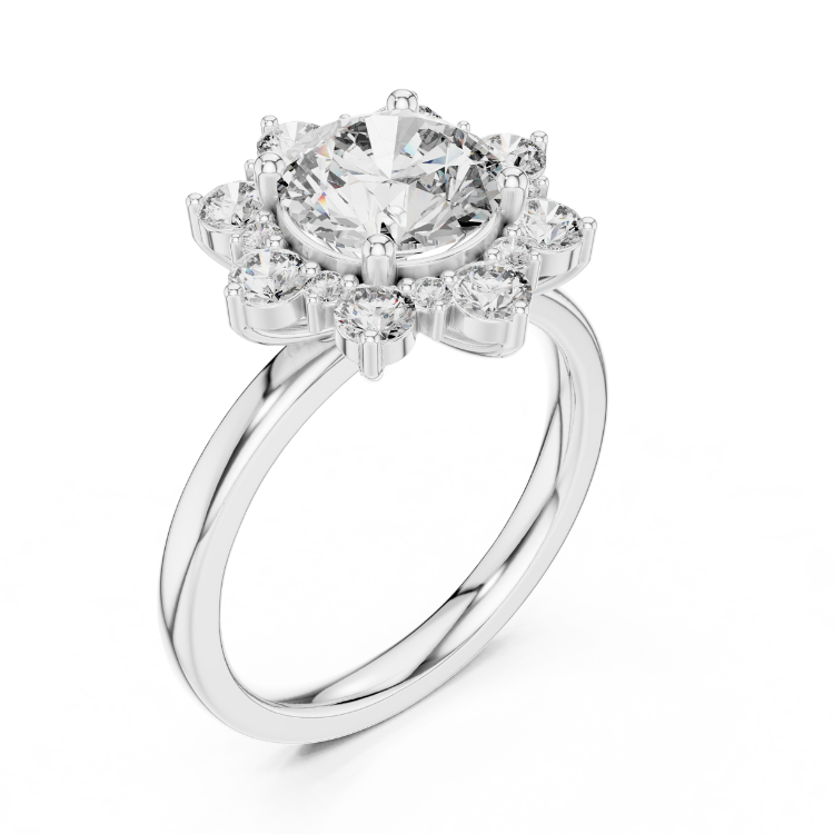 Celestial Bloom Round-Cut Halo Ring