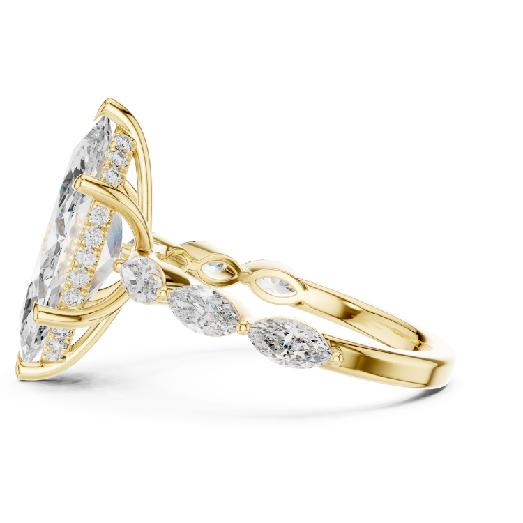 Marquise-Cut Diamond Engagement Ring with Side Stones