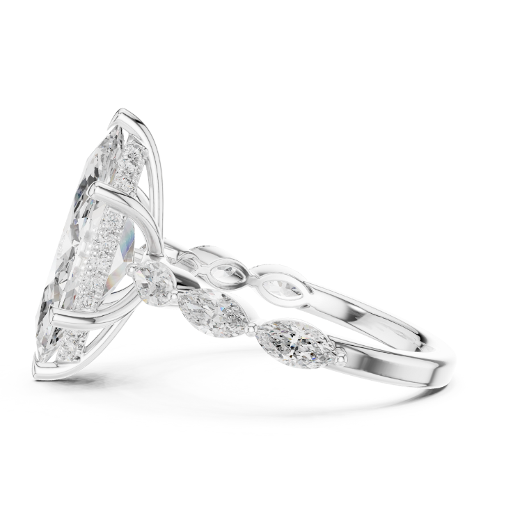 Marquise-Cut Diamond Engagement Ring with Side Stones