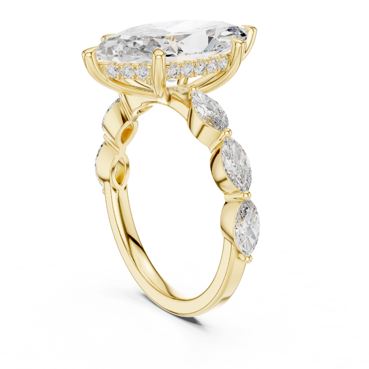 Marquise-Cut Diamond Engagement Ring with Side Stones