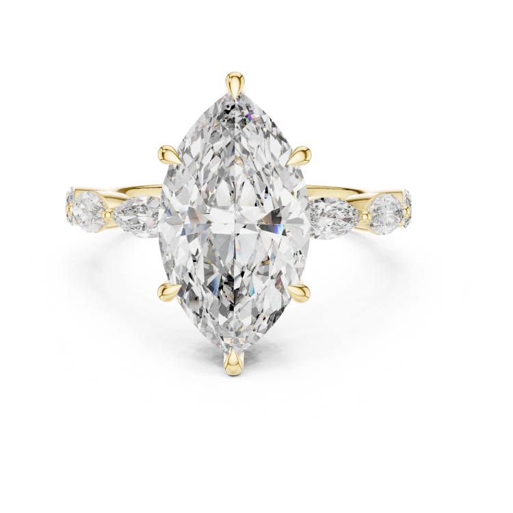 Marquise-Cut Diamond Engagement Ring with Side Stones