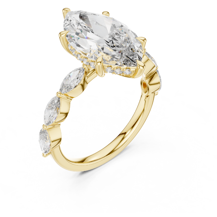 Marquise-Cut Diamond Engagement Ring with Side Stones