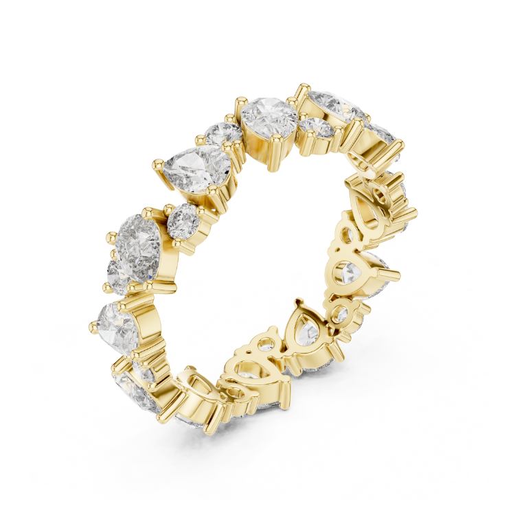 Clustered Pear & Round Diamond Band