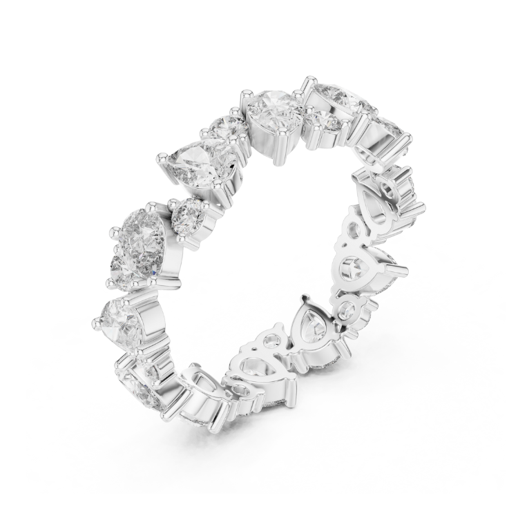 Clustered Pear & Round Diamond Band