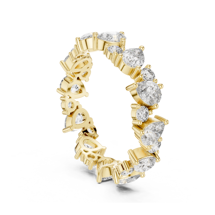 Clustered Pear & Round Diamond Band