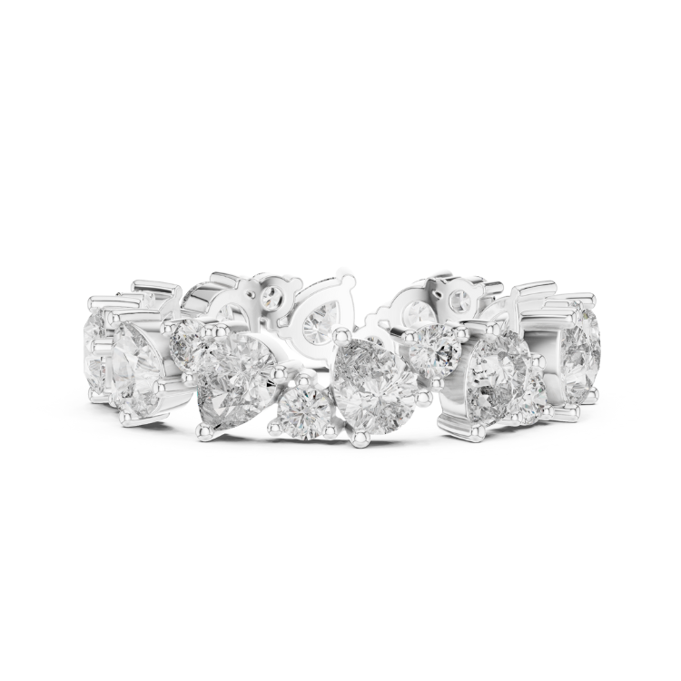 Clustered Pear & Round Diamond Band