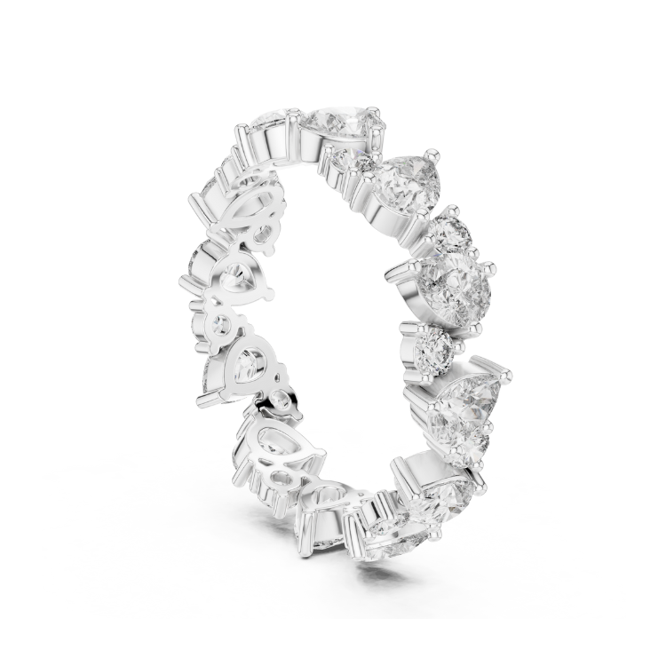 Clustered Pear & Round Diamond Band