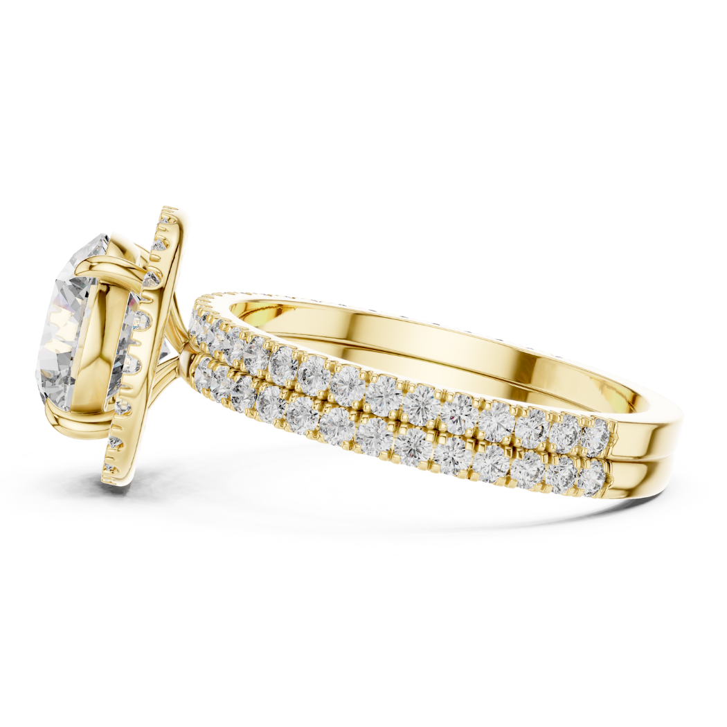 Radiant Halo Double Band Round Diamond Engagement Ring