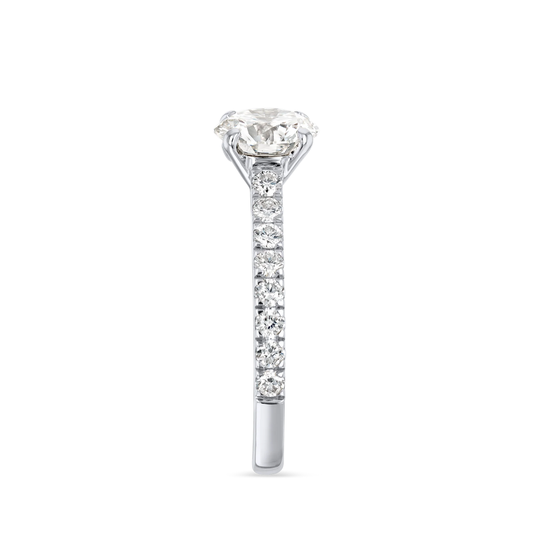 Band Engagement Ring - Round Diamond