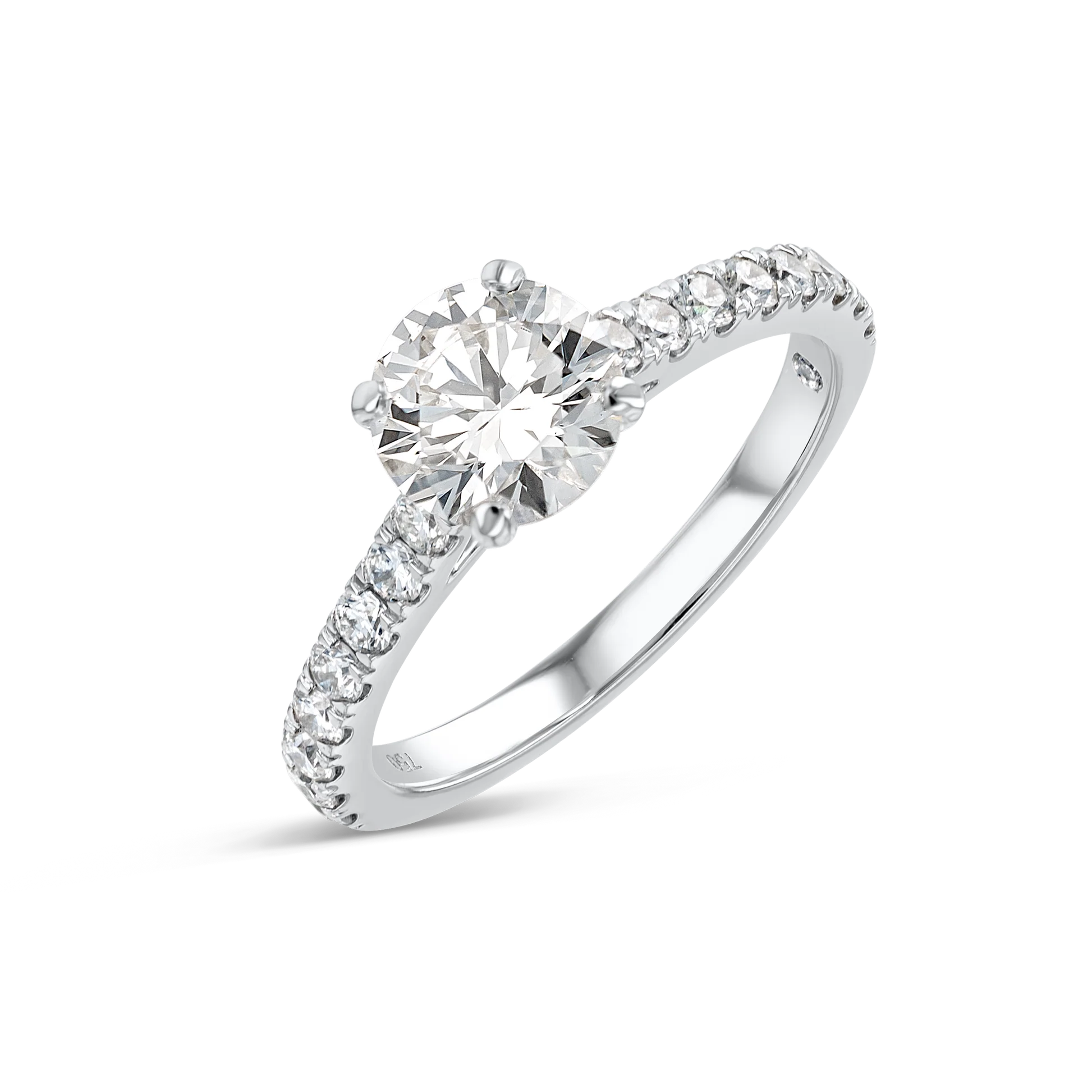 Band Engagement Ring - Round Diamond