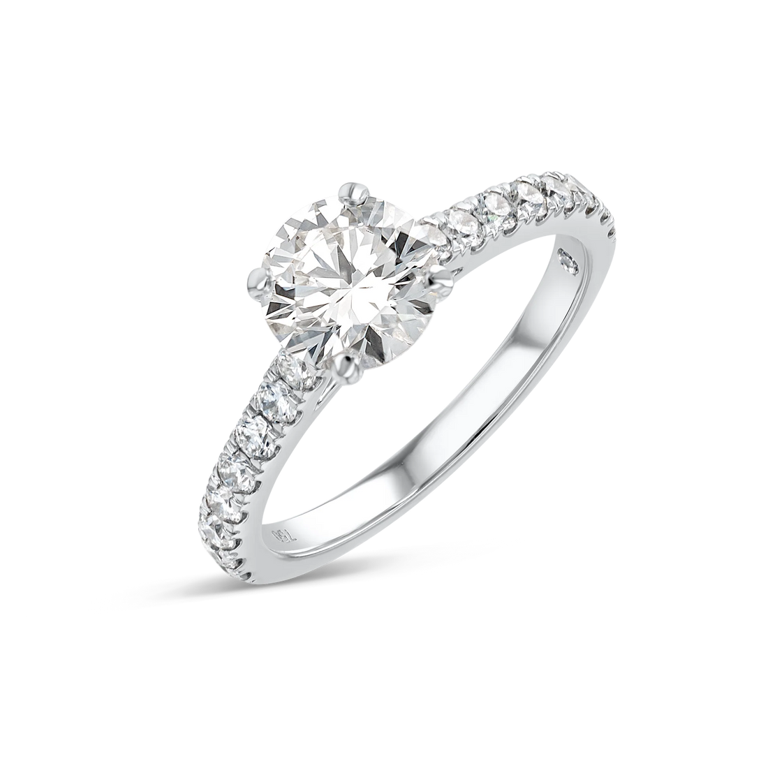 Band Engagement Ring - Round Diamond
