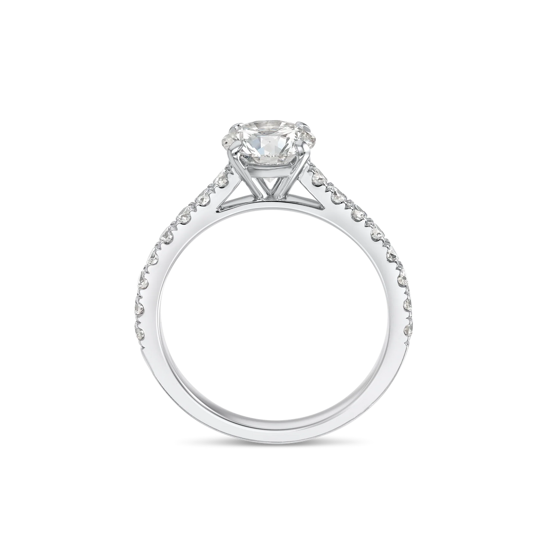 Band Engagement Ring - Round Diamond