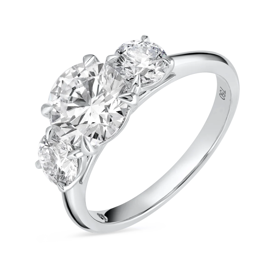 1.5 Carat Lab-grown Trilogy Engagement Ring - Round Diamond