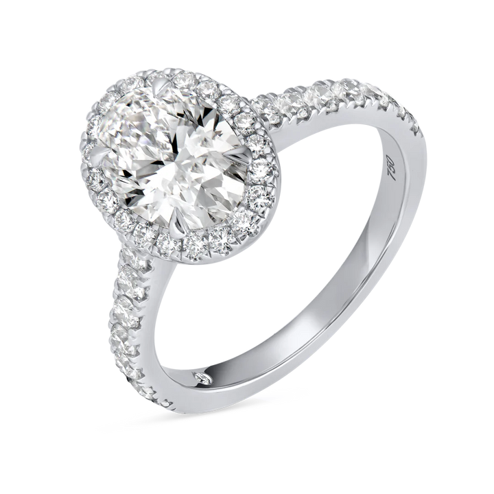 1.5 Carat Lab-grown Halo Solitaire Engagement Ring - Oval Diamond