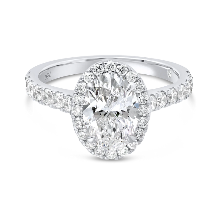 1.5 Carat Lab-grown Halo Solitaire Engagement Ring - Oval Diamond