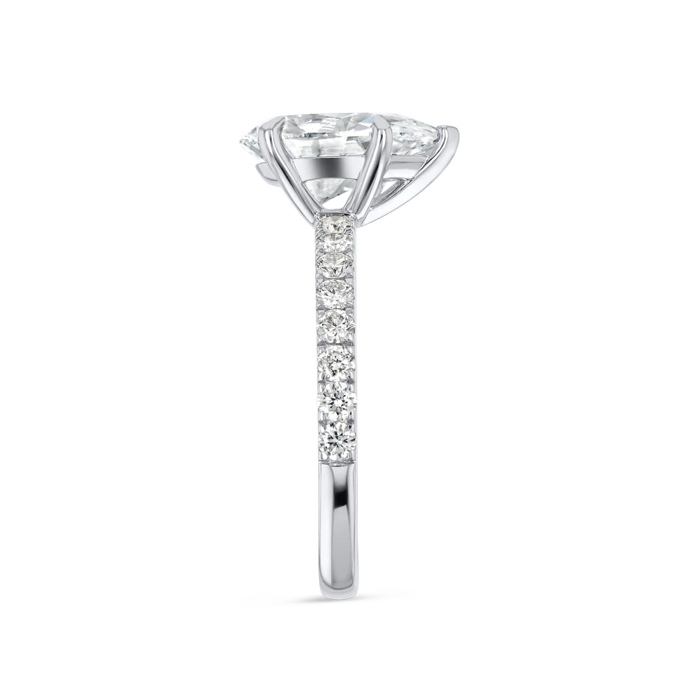 2 Carat Lab Grown Diamond Band Engagement Ring - Pear Diamond