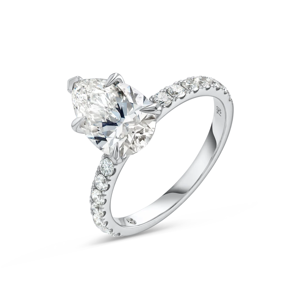2 Carat Lab Grown Diamond Band Engagement Ring - Pear Diamond