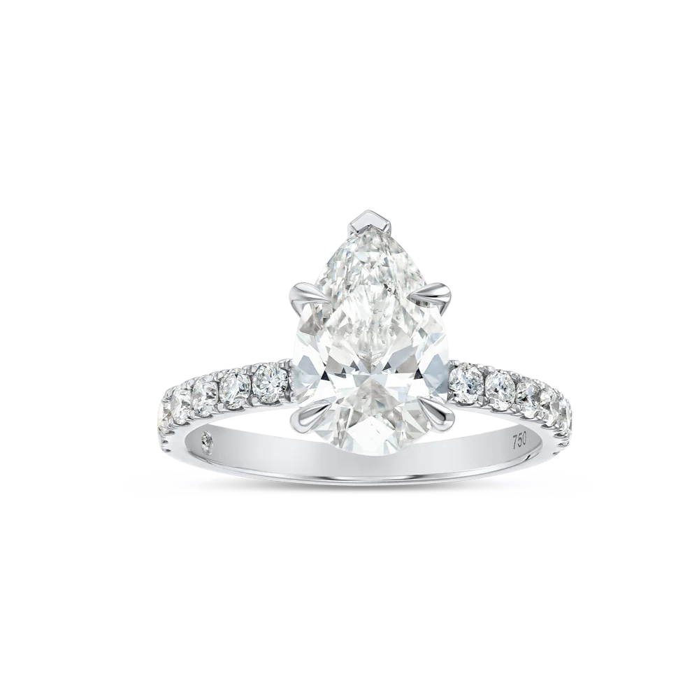 2 Carat Lab-grown Diamond Band Solitaire Engagement Ring - Pear Diamond