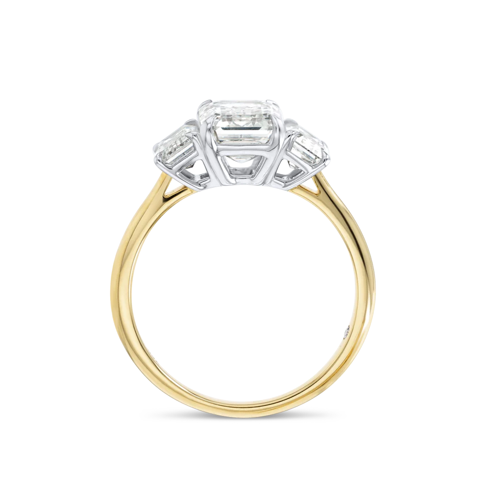 Trilogy Engagement Ring - Emerald Diamond