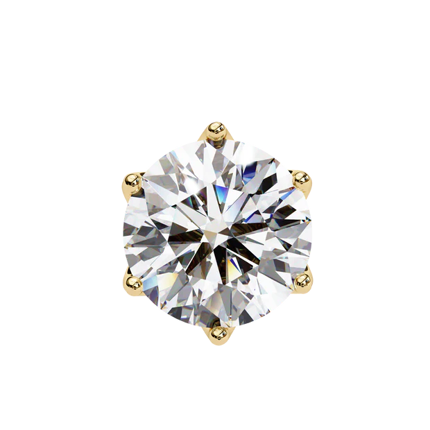 Classic Six‑Prong Round Solitaire Stud Earrings