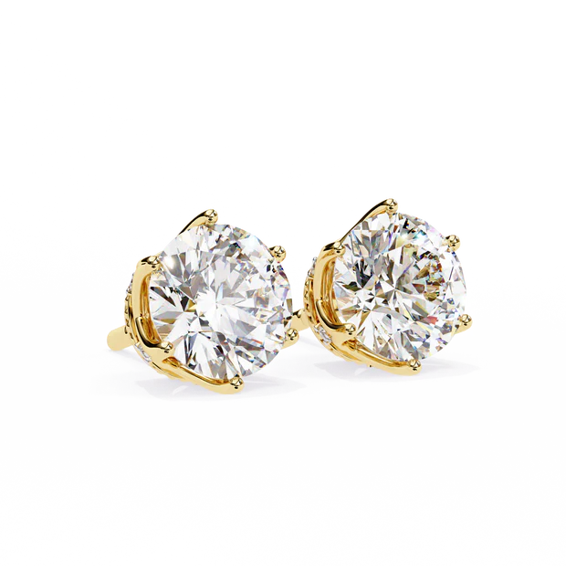 Classic Six‑Prong Round Solitaire Stud Earrings