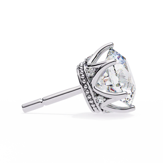 Classic Six‑Prong Round Solitaire Stud Earrings