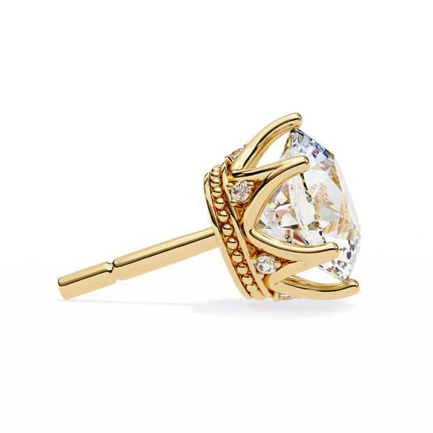 Classic Six‑Prong Round Solitaire Stud Earrings