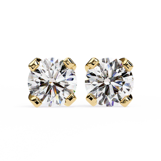 Classic X‑Prong Round Diamond Stud Earrings