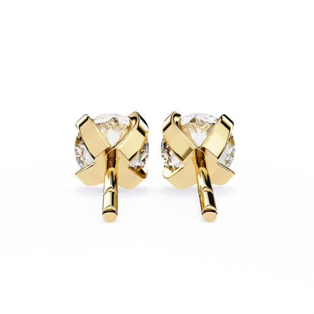Classic X‑Prong Round Diamond Stud Earrings