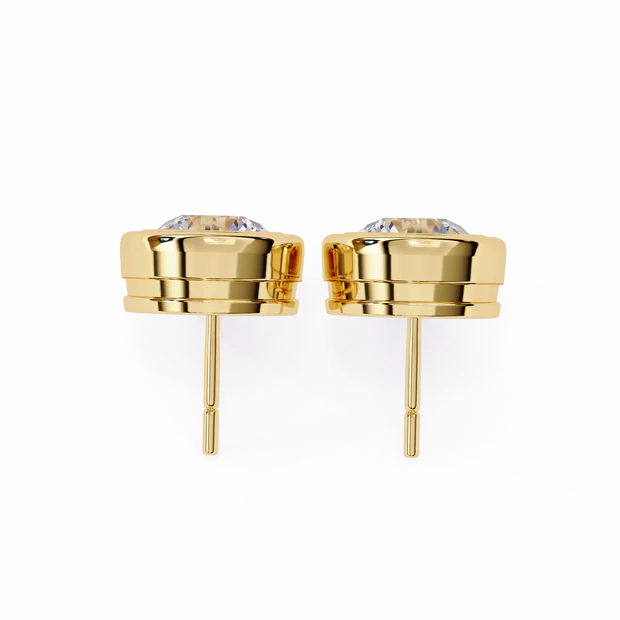 Lab Grown Bezel Round Diamond Stud Earrings