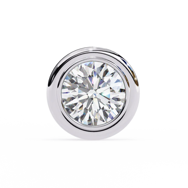 Lab Grown Bezel Round Diamond Stud Earrings